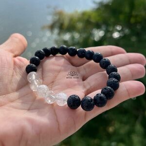 Lava Rocks & Quartz Stretch Bracelet